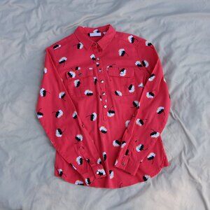 NEW YORK & COMPANY WOMEN CORAL FLORAL XS BLOUSE